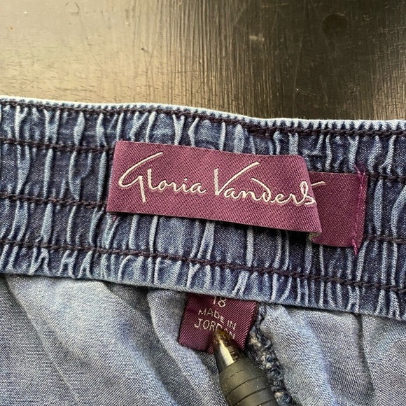 Gloria Vanderbilt Womens Plus Size 18 Elastic Drawstring Waist Denim Shorts - Picture 4 of 5